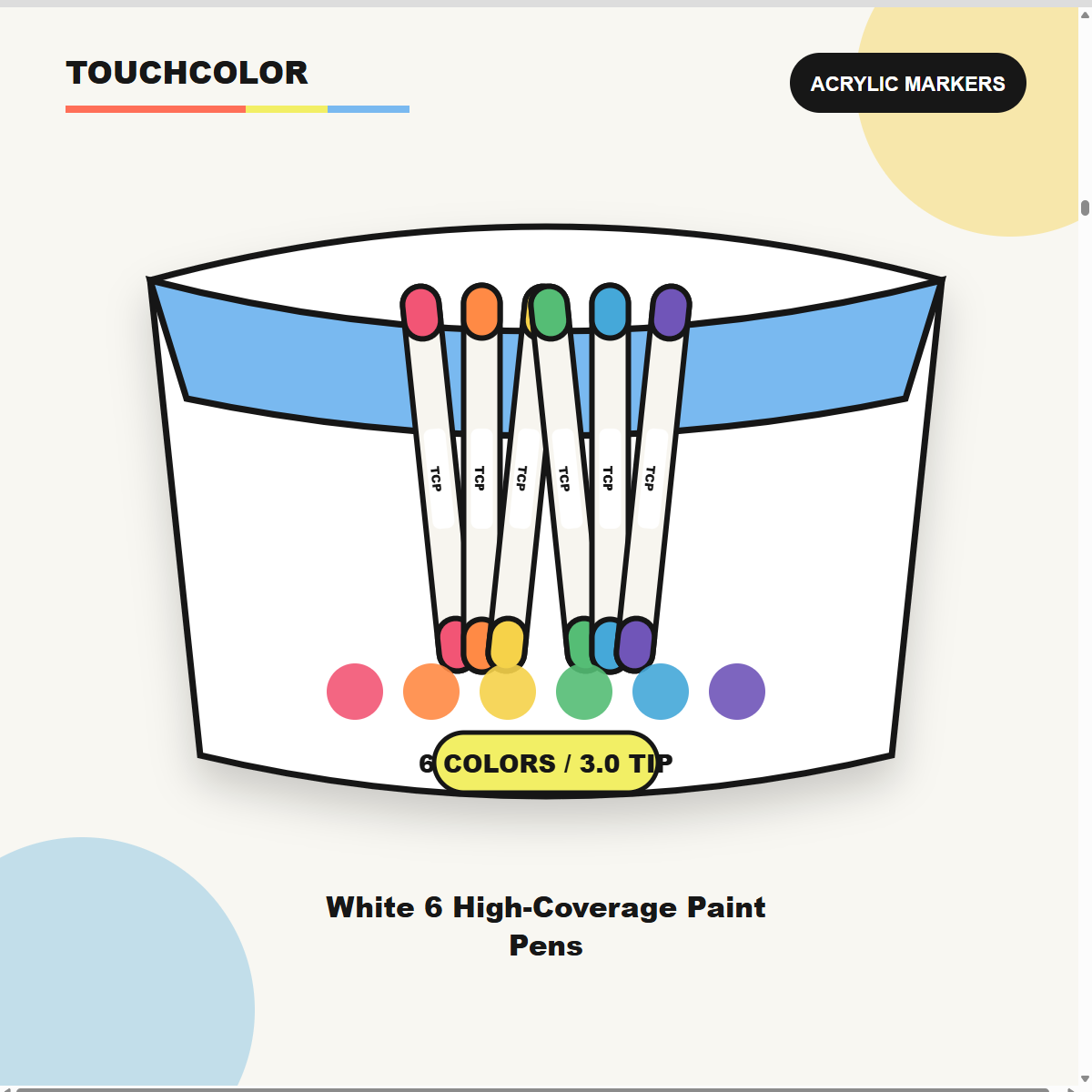 White 6 High-Coverage Paint Pens product image