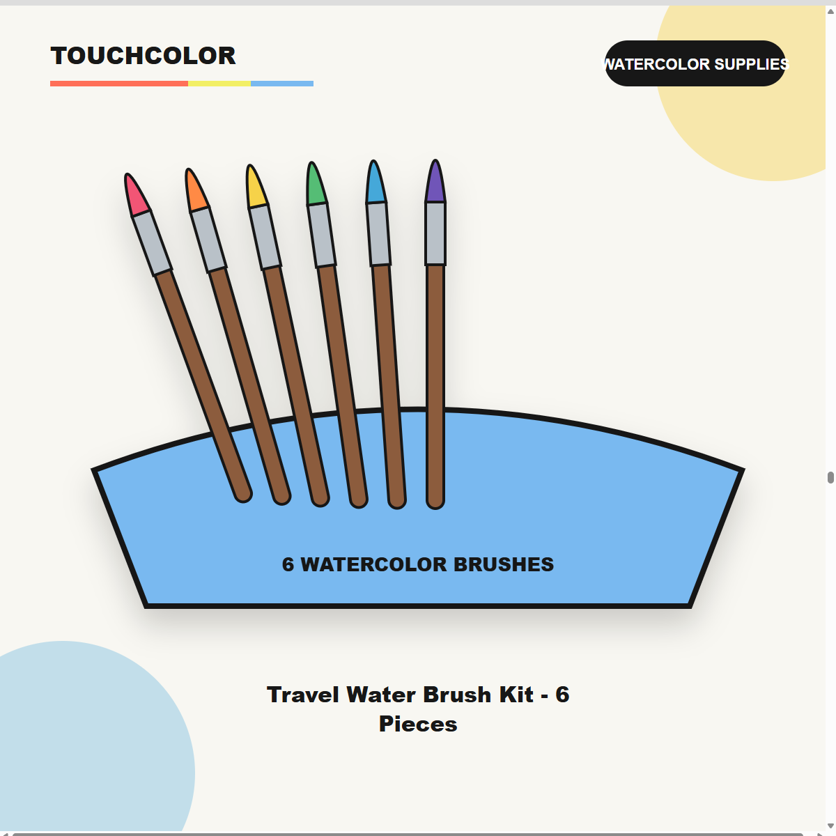 Travel Water Brush Kit - 6 Pieces product image
